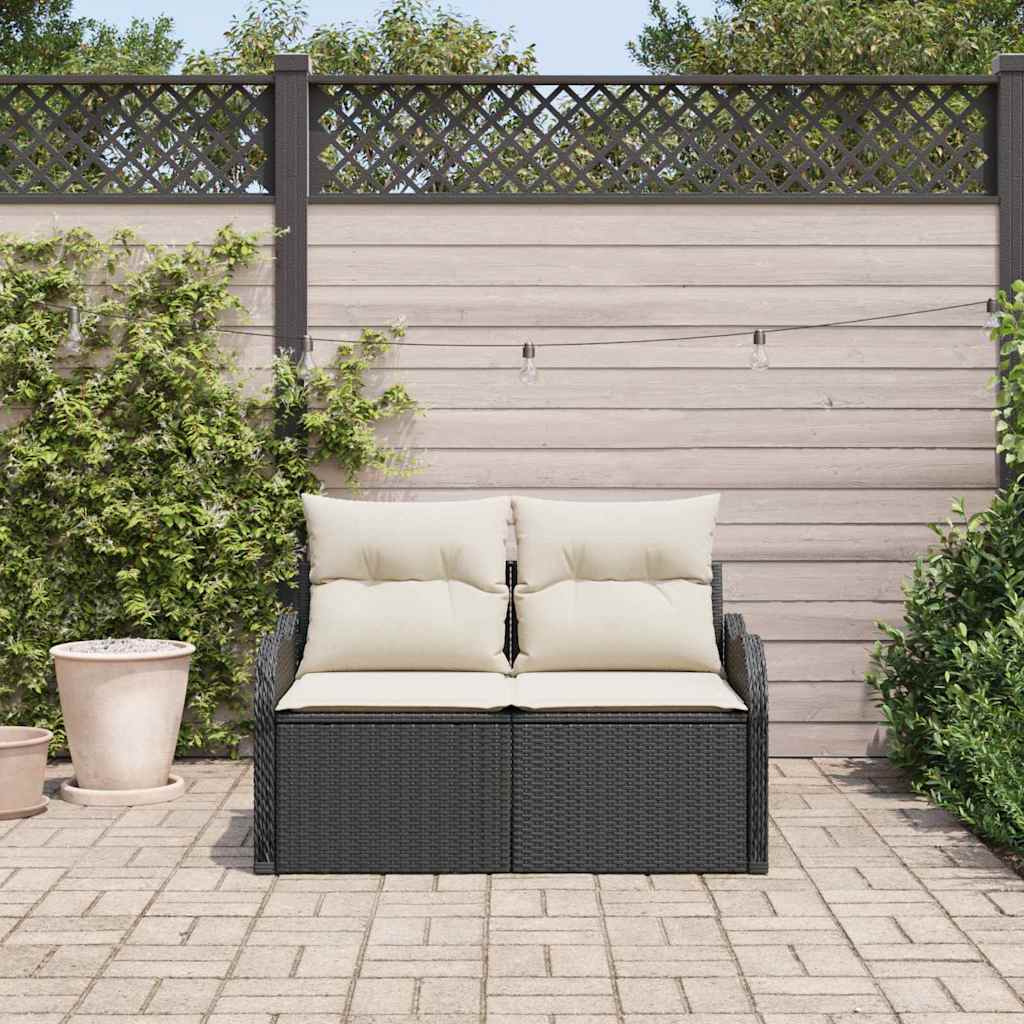 vidaXL Tuin Sofa met kussen Zwart 121 x 62 x 69cm poly rattan