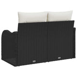 vidaXL Tuin Sofa met kussen Zwart 121 x 62 x 69cm poly rattan