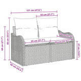 vidaXL Tuin Sofa met kussen Zwart 121 x 62 x 69cm poly rattan