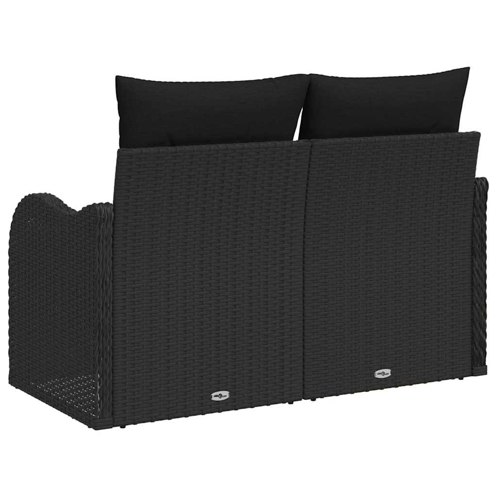 vidaXL Tuin Sofa met kussen Zwart 121 x 62 x 69cm poly rattan