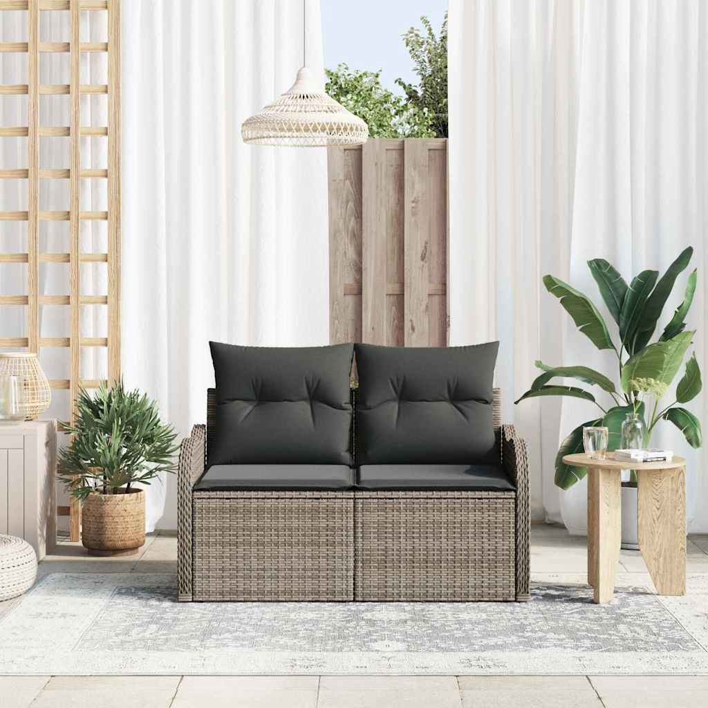 vidaXL Tuin Sofa met kussen Zwart 121 x 62 x 69cm poly rattan