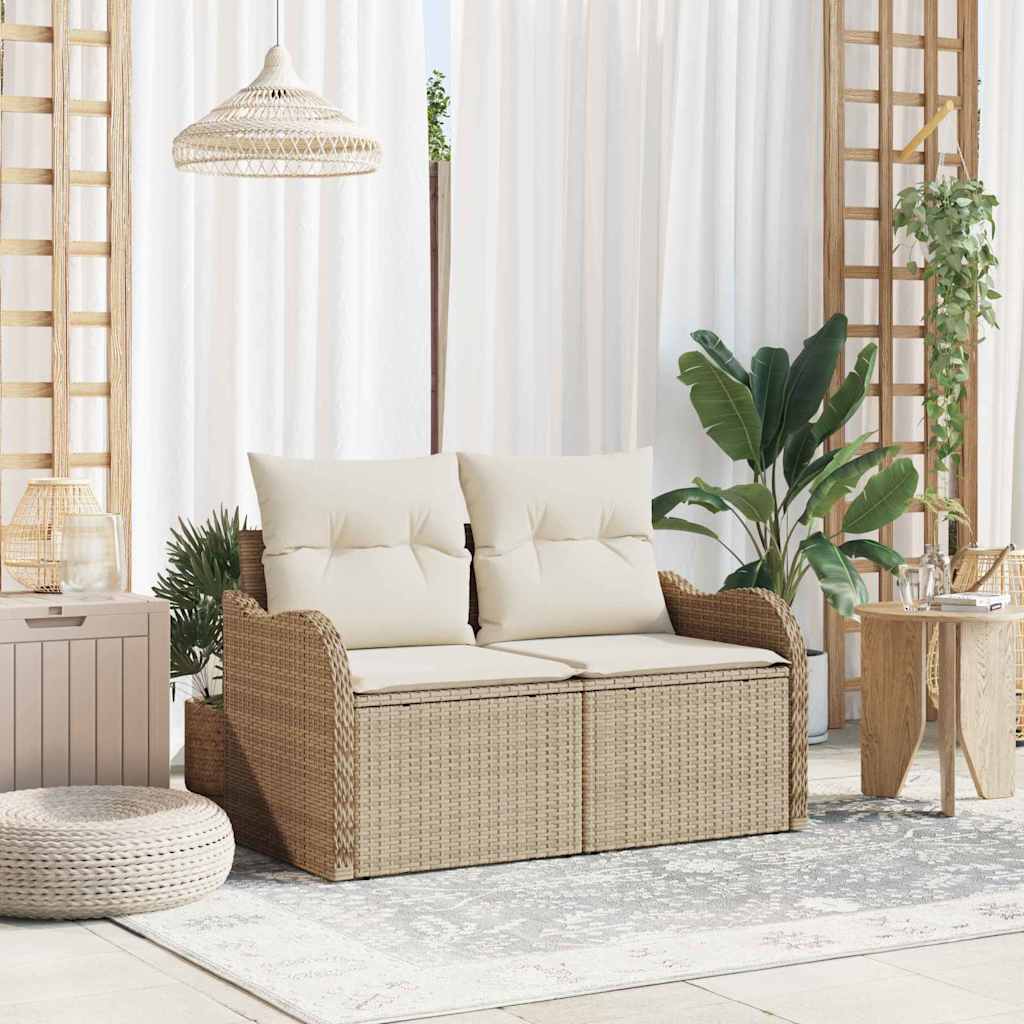 vidaXL Tuin Sofa met kussen Zwart 121 x 62 x 69cm poly rattan