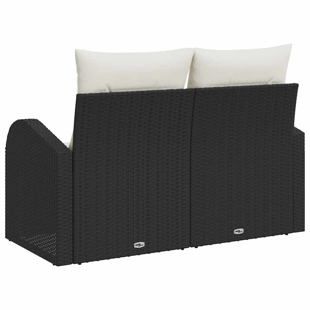 vidaXL Tuin Sofa met kussen Zwart 124 x 62 x 69cm poly rattan