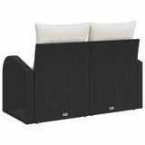 vidaXL Tuin Sofa met kussen Zwart 124 x 62 x 69cm poly rattan