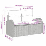 vidaXL Tuin Sofa met kussen Zwart 124 x 62 x 69cm poly rattan