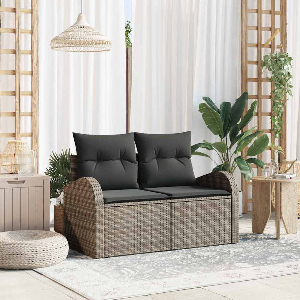 vidaXL Tuin Sofa met kussen Zwart 124 x 62 x 69cm poly rattan