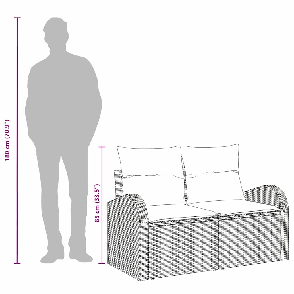 vidaXL Tuin Sofa Bruin 124 x 62 x 85cm poly rattan