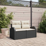 vidaXL Tuin Sofa met kussen Zwart 124 x 62 x 69cm poly rattan