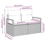 vidaXL Tuin Sofa met kussen 120 x 62 x 69 cm poly rattan