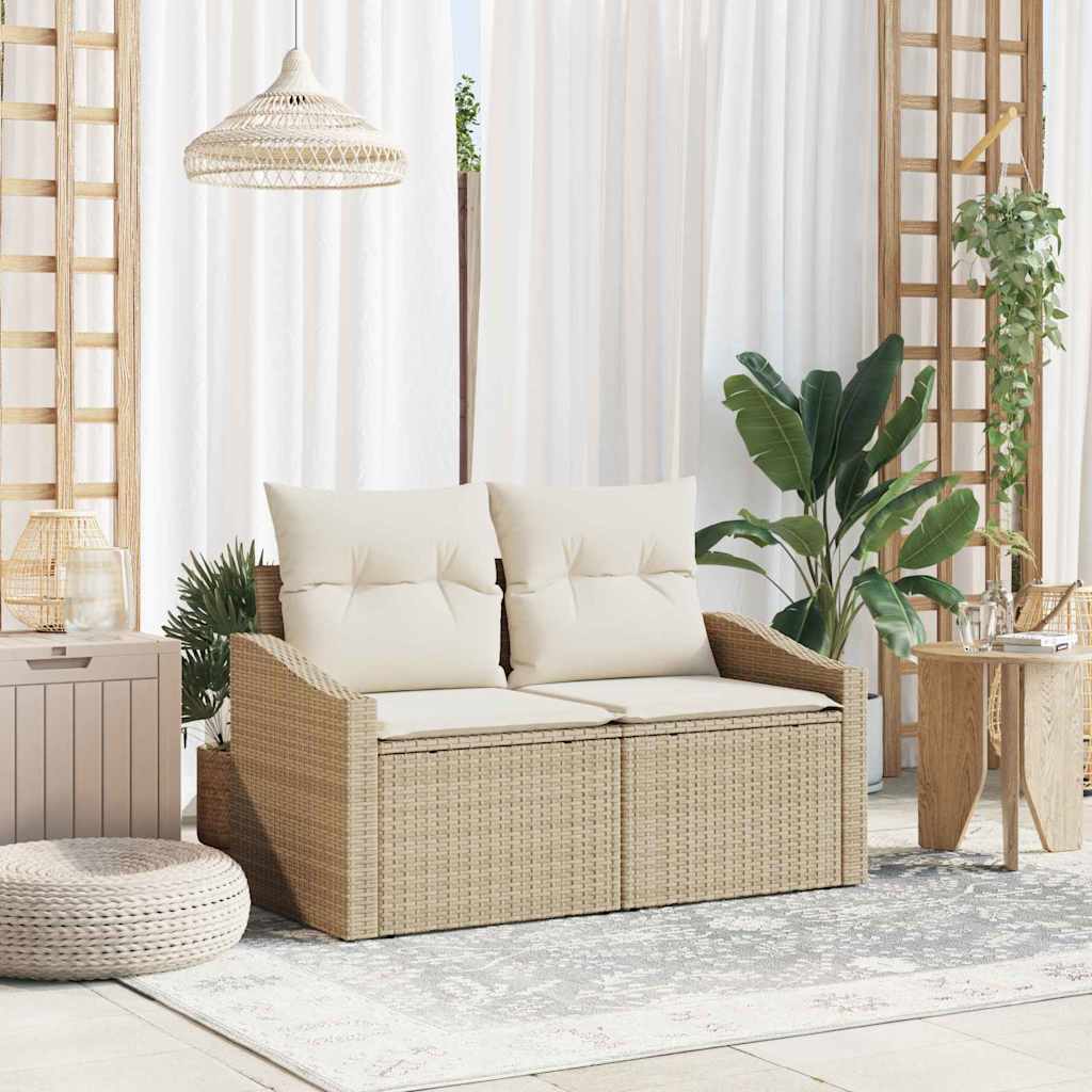 vidaXL Tuin Sofa met kussen 123 x 62 x 69 cm poly rattan