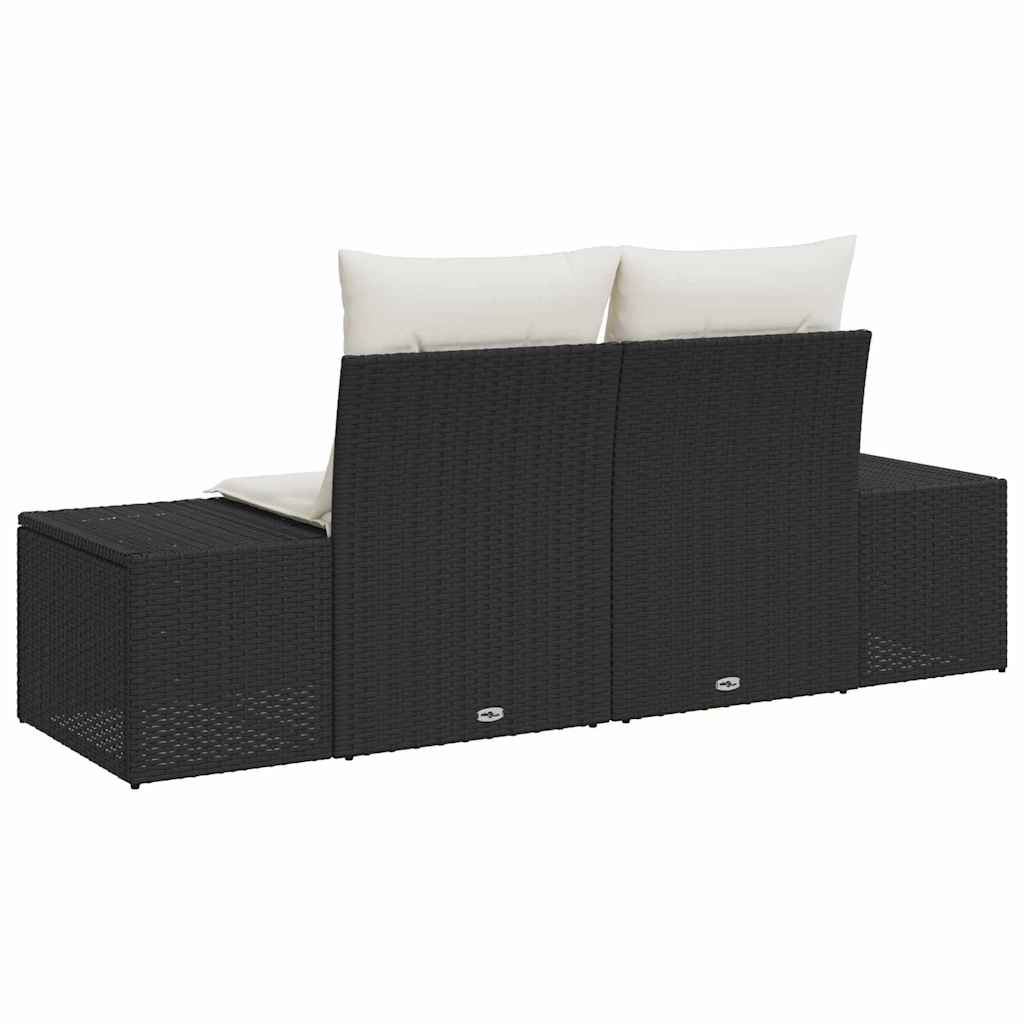vidaXL Tuin Sofa met kussen Zwart 184 x 62 x 69 cm poly rattan