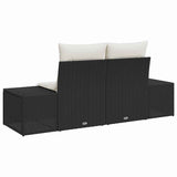 vidaXL Tuin Sofa met kussen Zwart 184 x 62 x 69 cm poly rattan
