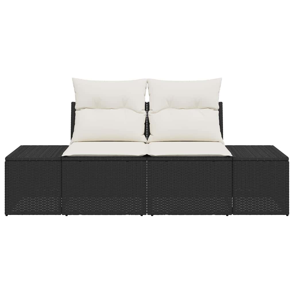 vidaXL Tuin Sofa met kussen Zwart 184 x 62 x 69 cm poly rattan