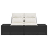 vidaXL Tuin Sofa met kussen Zwart 184 x 62 x 69 cm poly rattan