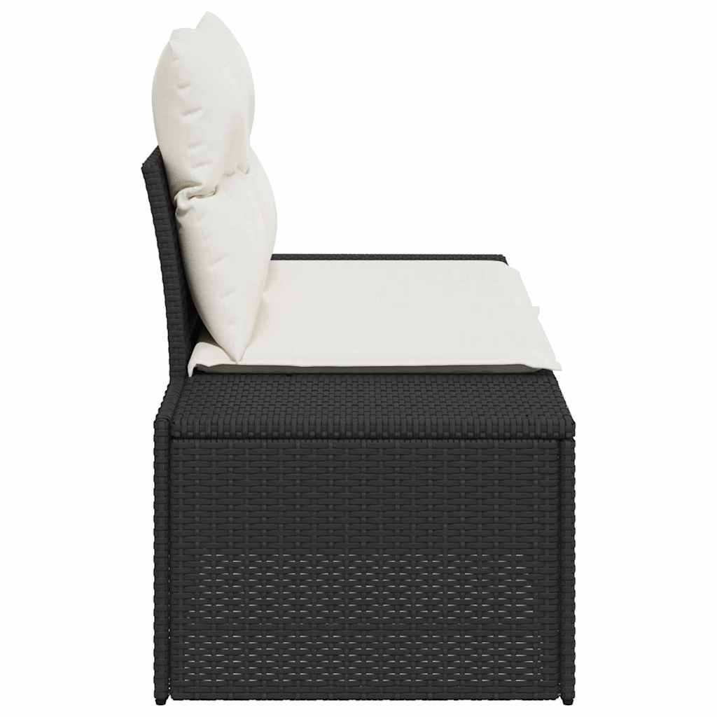 vidaXL Tuin Sofa met kussen Zwart 184 x 62 x 69 cm poly rattan