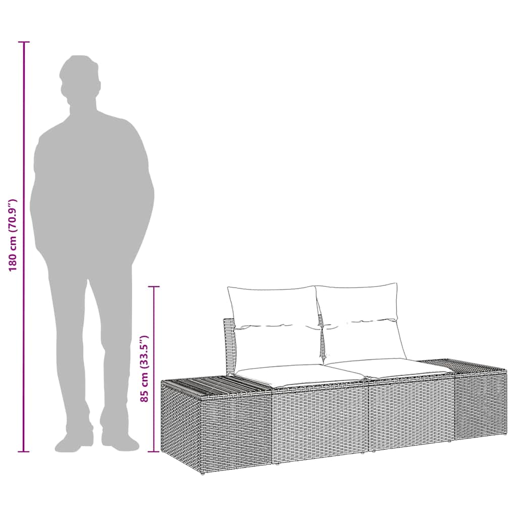 vidaXL Tuin Sofa met kussen 184 x 62 x 69 cm poly rattan