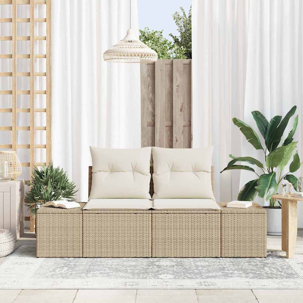 vidaXL Tuin Sofa met kussen Zwart 184 x 62 x 69 cm poly rattan