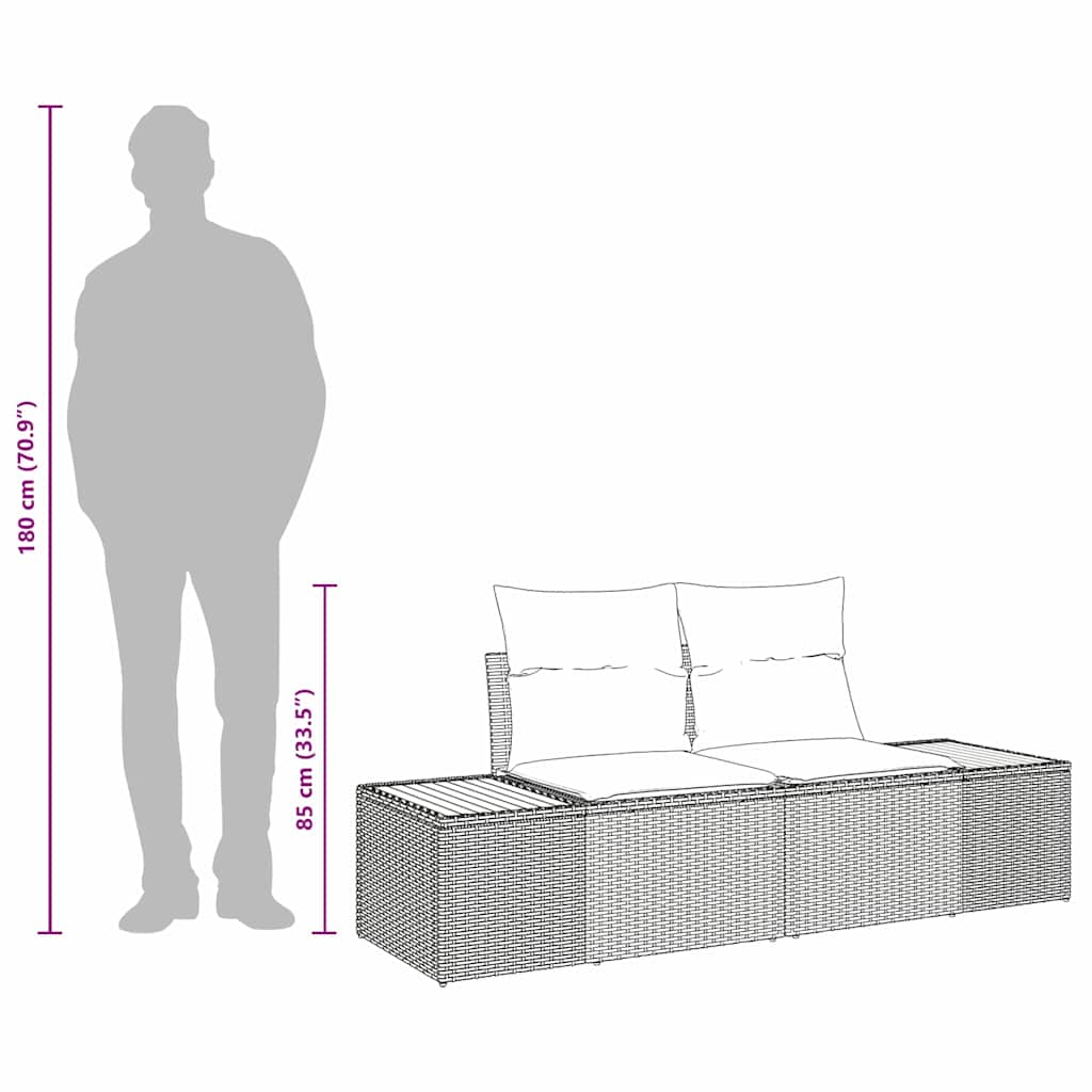 vidaXL Tuin Sofa Zwart 184 x 62 x 85cm poly rattan