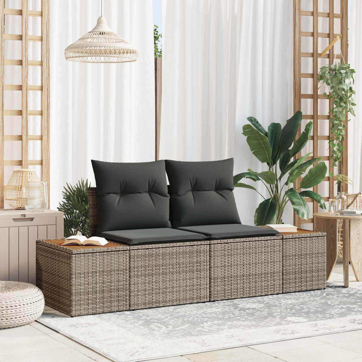 vidaXL Tuin Sofa Zwart 184 x 62 x 85cm poly rattan
