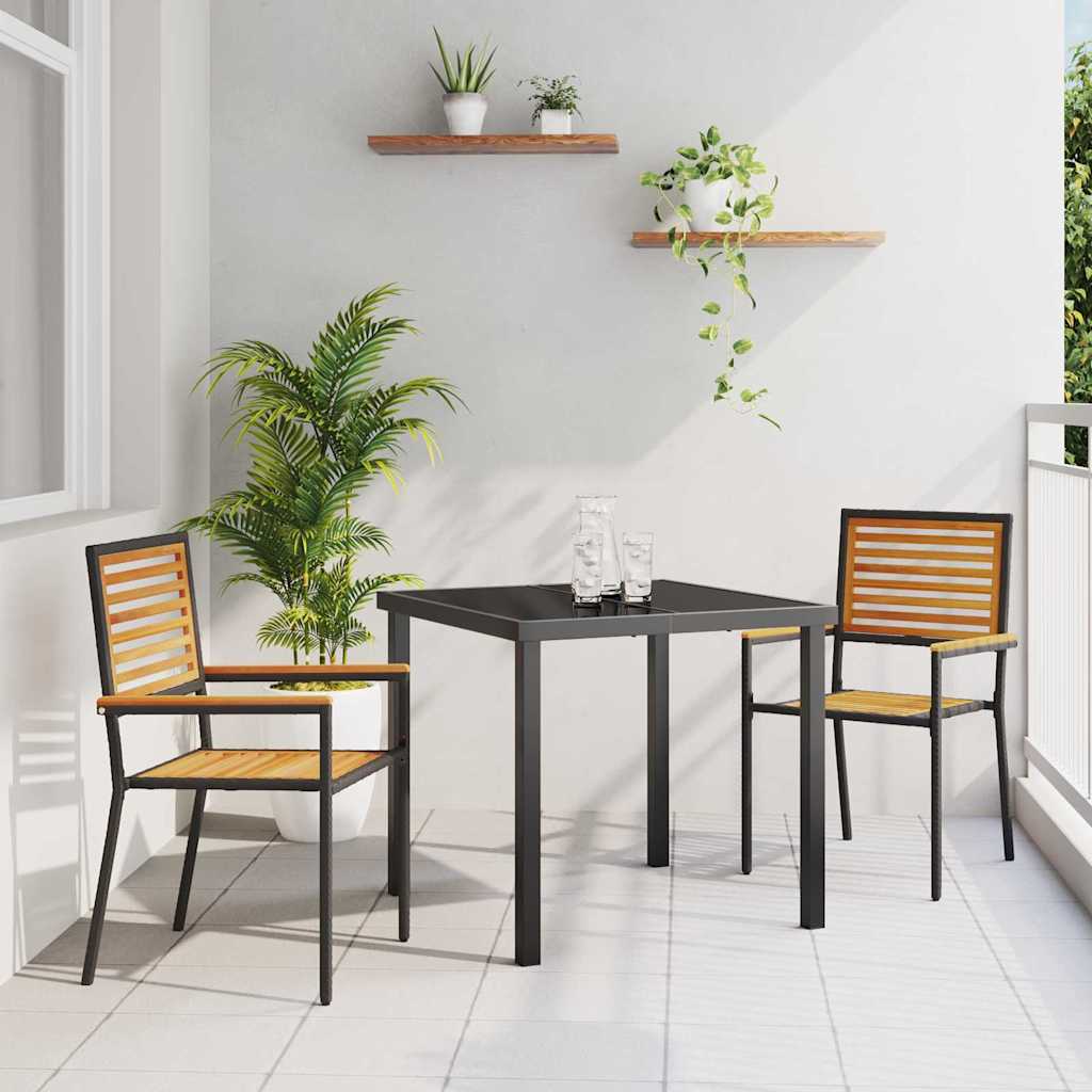 vidaXL Stacking Garden Chairs 4 pcs Brown and Black