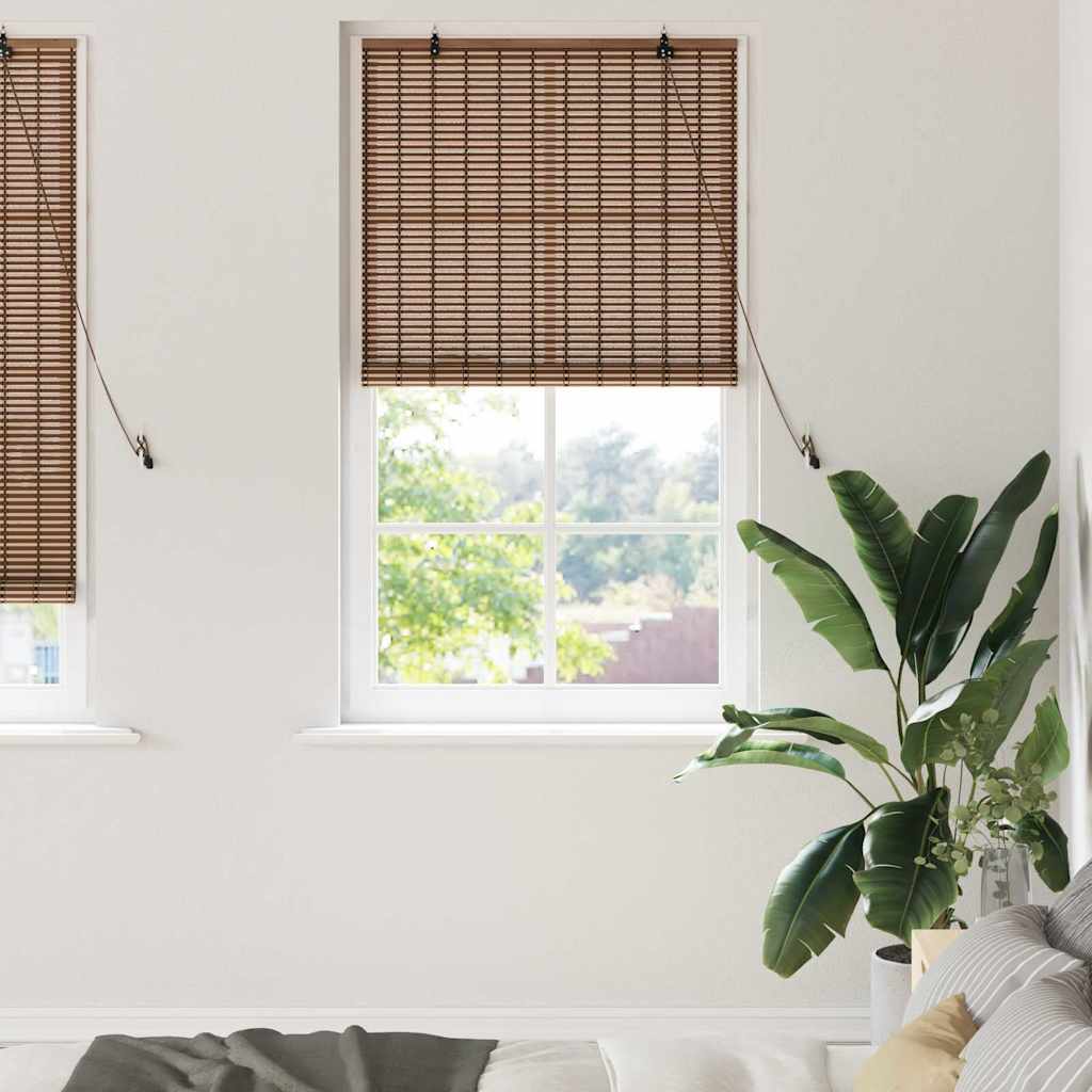 vidaXL Roller Blind with Curtains Brown 60 x 160 cm Bamboo
