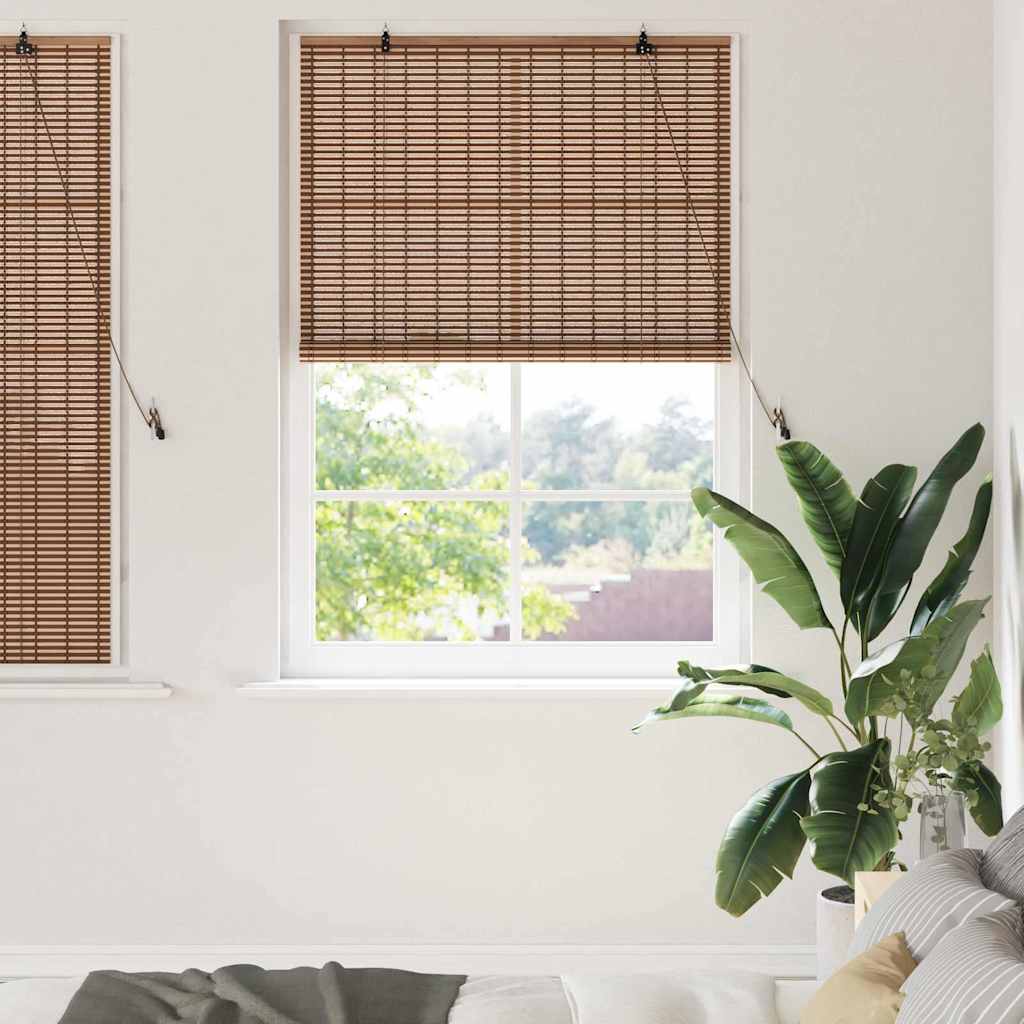 vidaXL Roller Blind with Curtains Brown 60 x 160 cm Bamboo