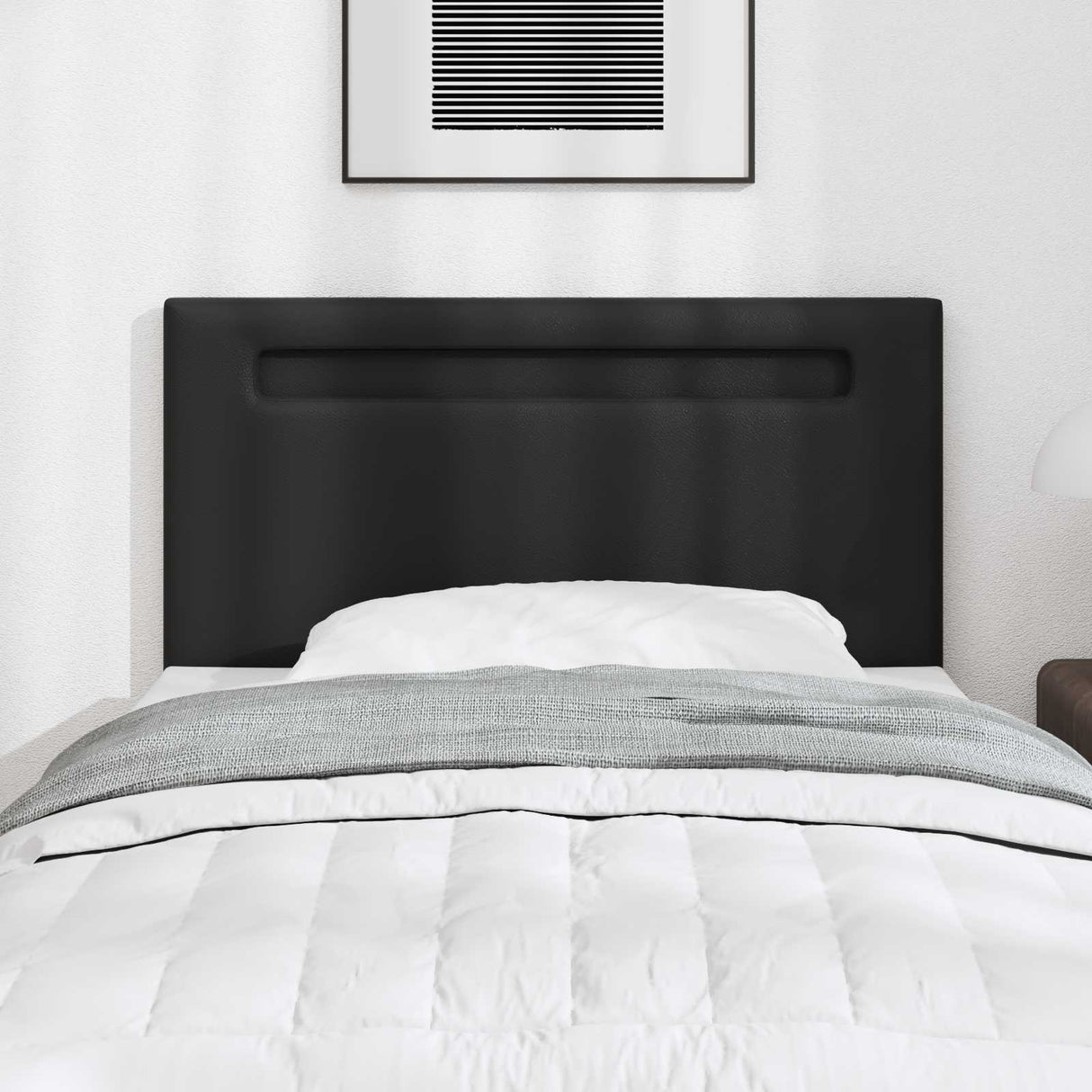 vidaXL LED Hoofdbord Zwart 90 cm Kunstleer