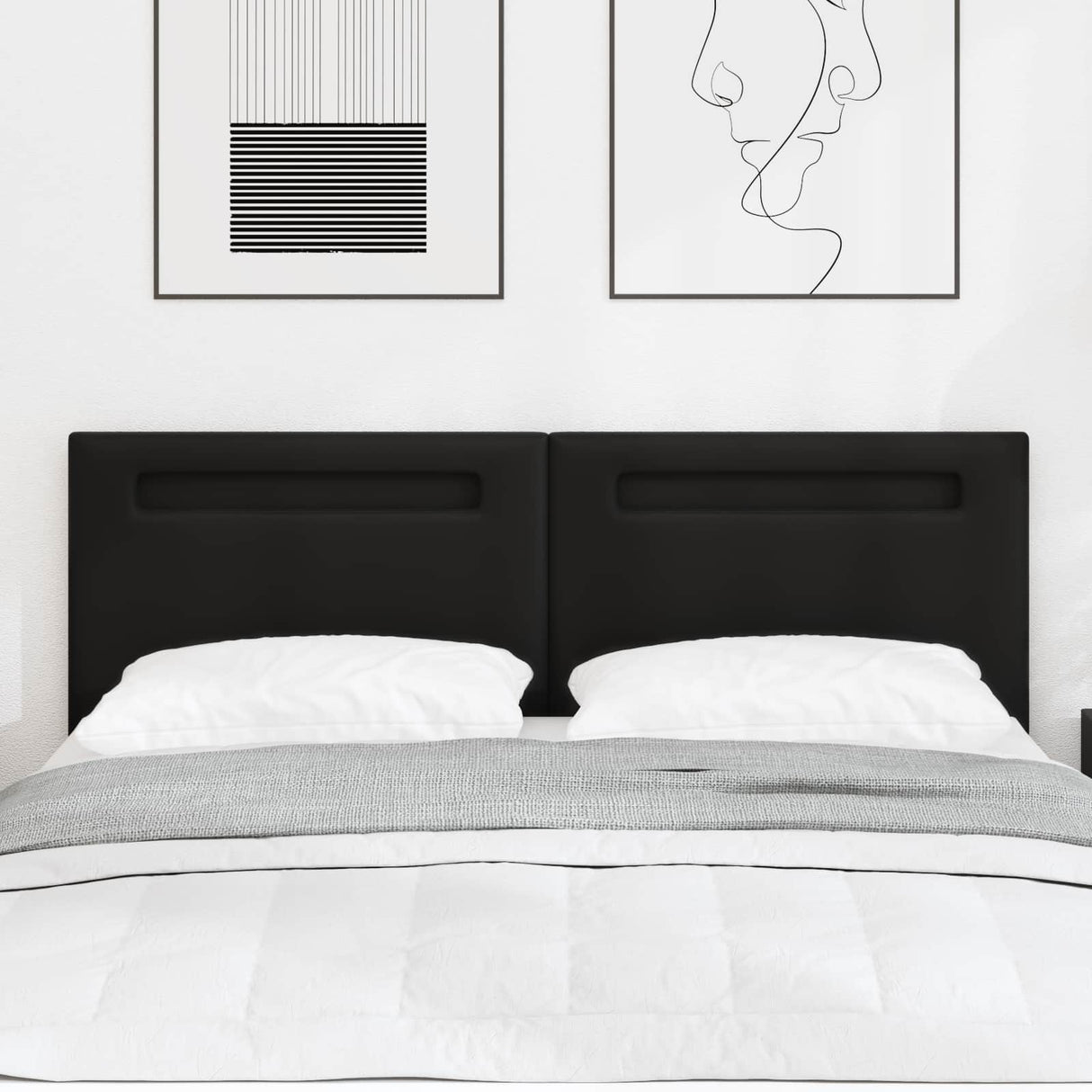 vidaXL LED Hoofdbord Zwart 90 cm Kunstleer