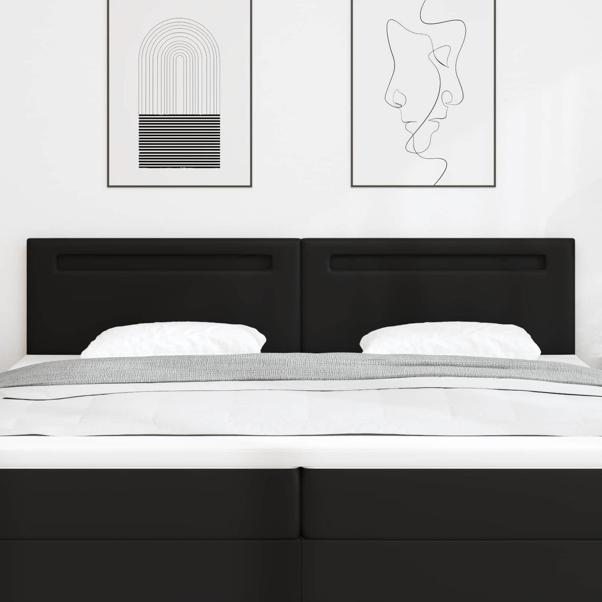 vidaXL LED Hoofdbord Zwart 90 cm Kunstleer