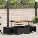 vidaXL Tuin Eettafel Set Zwart poly rattan