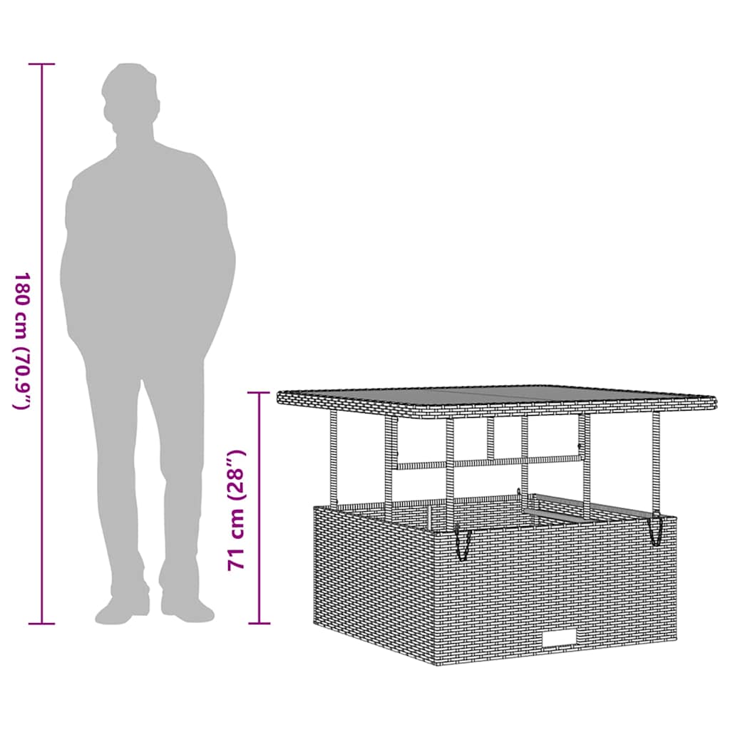 vidaXL Tuin Eettafel Set Zwart poly rattan
