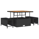 vidaXL Tuin Eettafel Set Zwart poly rattan