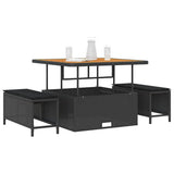 vidaXL Tuin Eettafel Set Zwart poly rattan
