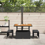 vidaXL Tuin Eettafel Set Zwart poly rattan