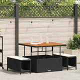 vidaXL Tuin Eettafel Set Zwart poly rattan