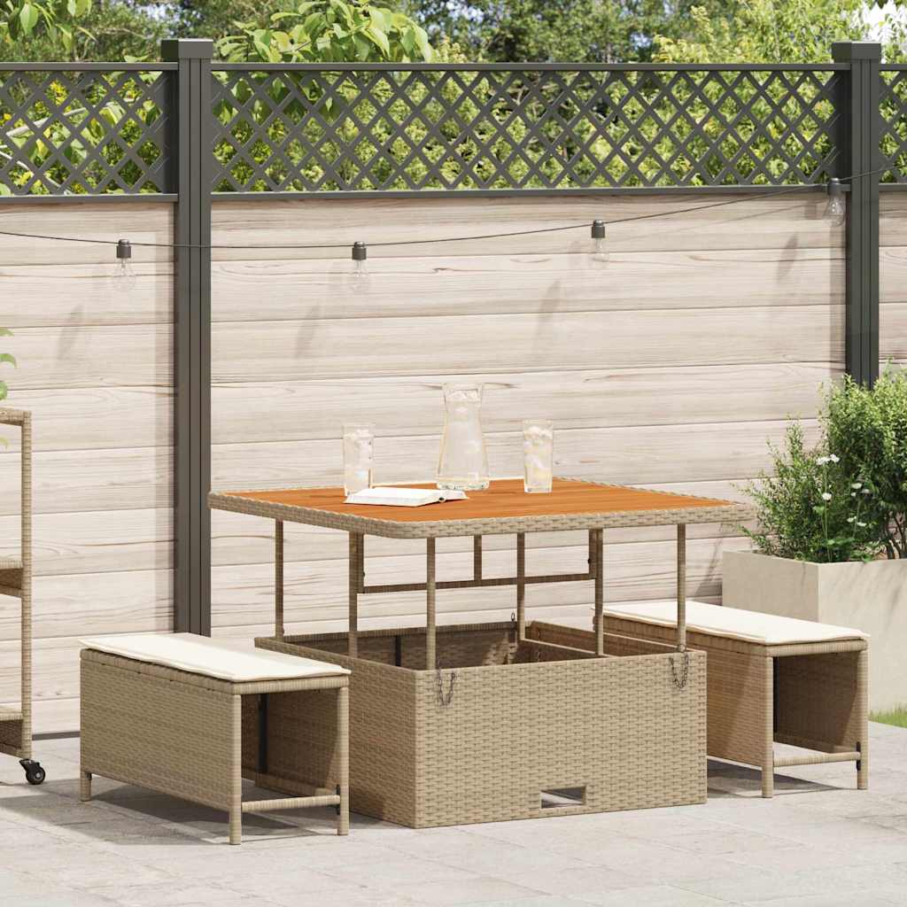 vidaXL Tuin Eettafel Set Zwart poly rattan