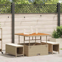 vidaXL Tuin Eettafel Set Zwart poly rattan