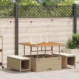 vidaXL Tuin Eettafel Set Zwart poly rattan