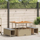 vidaXL Tuin Eettafel Set Zwart poly rattan