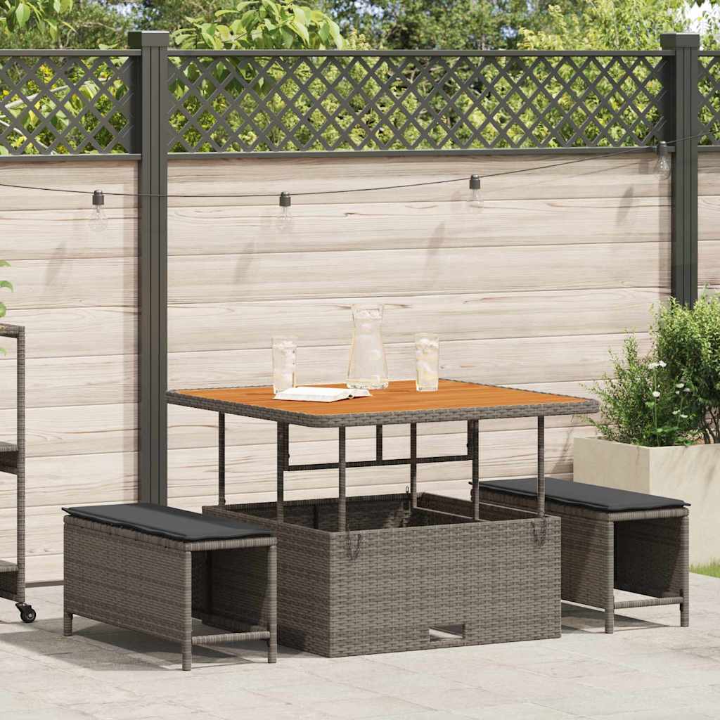 vidaXL Tuin Eettafel Set Zwart poly rattan