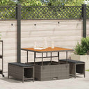 vidaXL Tuin Eettafel Set Zwart poly rattan