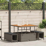 vidaXL Tuin Eettafel Set Zwart poly rattan