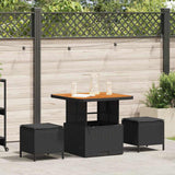 vidaXL Tuin Eettafel Set Zwart poly rattan