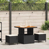 vidaXL Tuin Eettafel Set Zwart poly rattan
