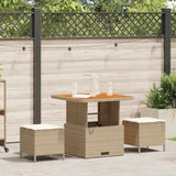 vidaXL Tuin Eettafel Set Zwart poly rattan
