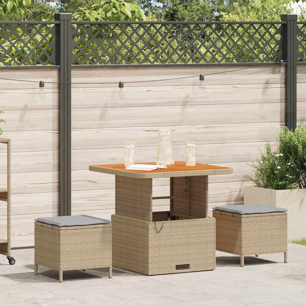vidaXL Tuin Eettafel Set Zwart poly rattan