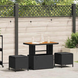 vidaXL Tuin Eettafel Set Zwart poly rattan