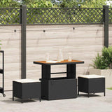 vidaXL Tuin Eettafel Set Zwart poly rattan