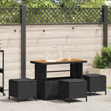 vidaXL Tuin Eettafel Set Zwart poly rattan