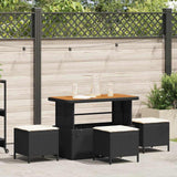 vidaXL Tuin Eettafel Set Zwart poly rattan